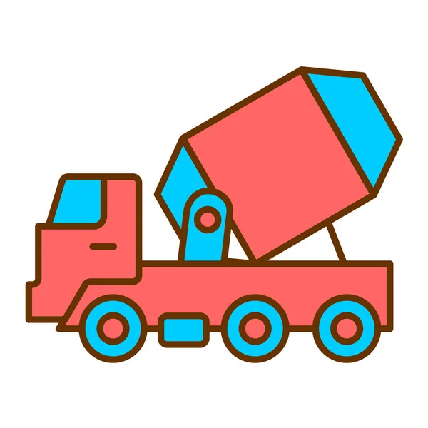 Construction Truck Icon White Background Line Style Vector Illustration — Stock Vector