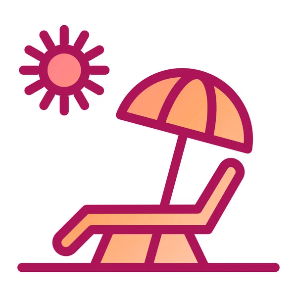 Ikona Krzesła Plażowego Zarys Ilustracji Ikon Wektora Słońca Dla Sieci — Wektor stockowy