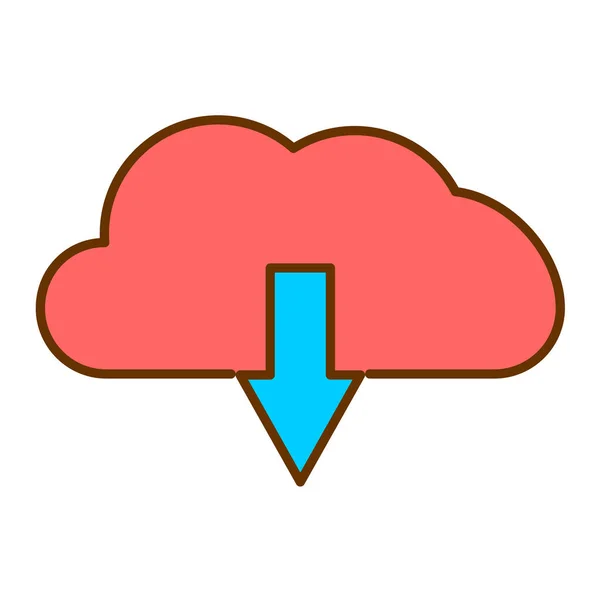 Cloud Computing Download Ícone Vetor Ilustração Design —  Vetores de Stock
