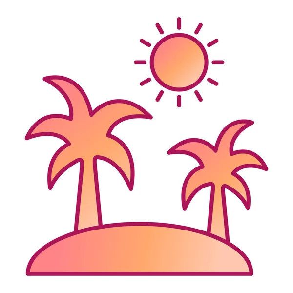 Sommer Strandurlaub Palmen Silhouette Und Sonnenvektor Illustration Linie Stil Ikone — Stockvektor