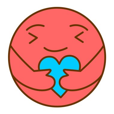  yürek ifadeli yüz vektör illüstrasyonu