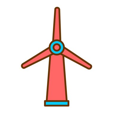 Rüzgar türbini ikonu. Web için yel değirmeni vektör simgelerinin düz çizimi