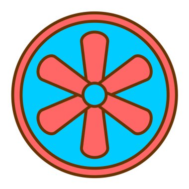 kurdeleli ve çubuklu bir yelpazenin renk simgesi