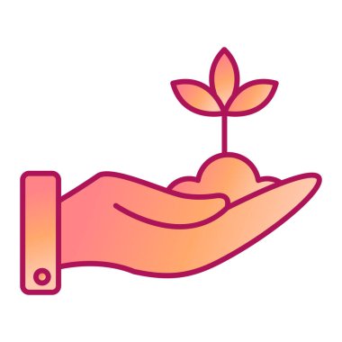 Yaprak ikon çizimi ile el ele tutuşan bitki