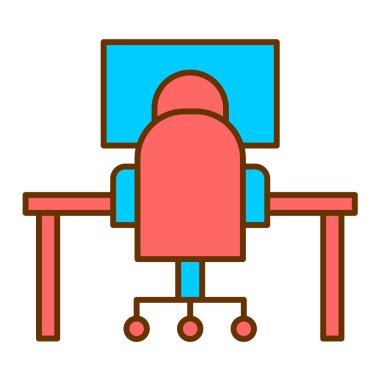 ofis sandalyesi ve masa vektör illüstrasyonlu masaüstü