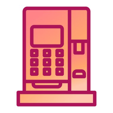 ATM makine simgesi vektörü. Ana hatları belirle. renk sembolü çizimi