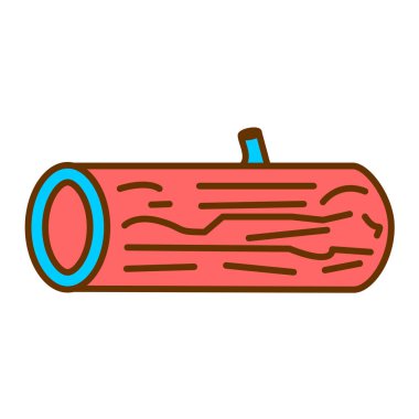 Ahşap boru ikon vektörü. Çizgi çizimi grafik ve web için izole edildi.