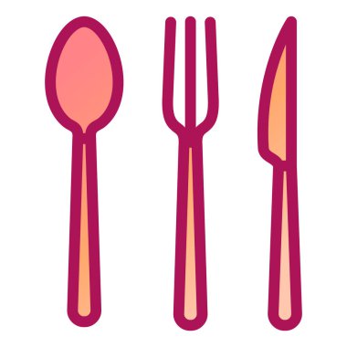 Çatal kaşık ve çatal izole edilmiş ikon vektör çizimi tasarımı