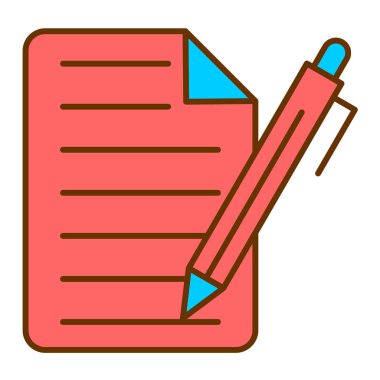 belge ve kalem düz vektör simgesi