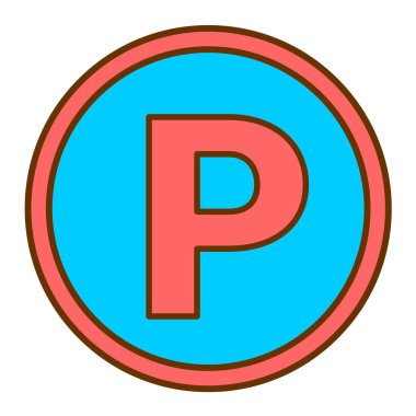 Park yeri simgesi. İnce çizgi sembolü. Renkli tasarım. vektör illüstrasyonu