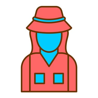 Şapka takan kadın, vektör illüstrasyon