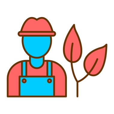 Bahçıvan ve bitki vektörü illüstrasyon tasarımı