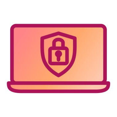 Dizüstü bilgisayar vektör çiziminde asma kilitli kalkan