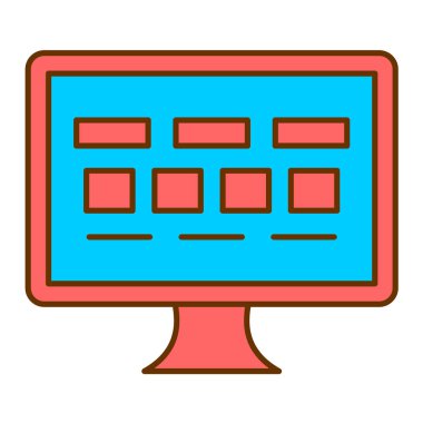 Bilgisayar ekranı ikon vektörü. İnternet işareti. izole edilmiş sınır sembolü çizimi
