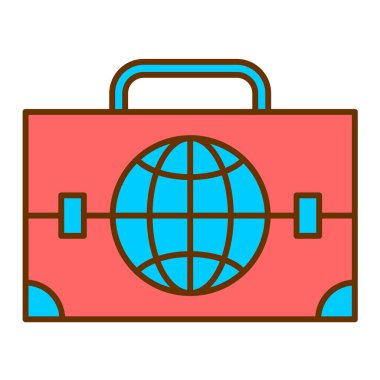 seyahat valizi içinde dünya vektör çizimi ve küre