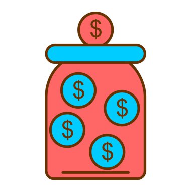 Dolar sembollü para çantası vektör çizimi tasarımı