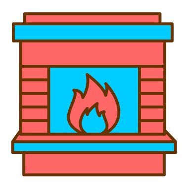 Şömine. Web simgesi basit tasarım