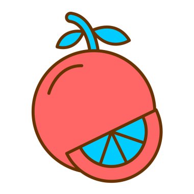 Yeşil saplı turuncu ve kırmızı çizginin yarısı, beyaz arkaplanda izole edilmiş vektör çizimi