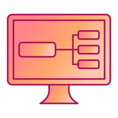 İnce çizgi simgesi, vektör illüstrasyonlu bilgisayar monitörü