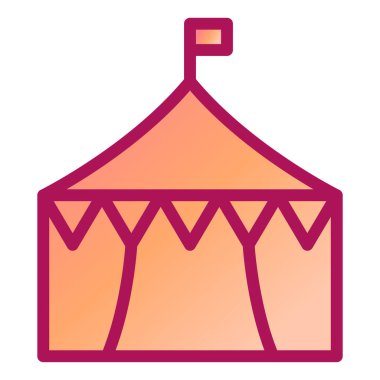 Sirk çadırı ikon vektörü. Düz çizim. 10 saniye.