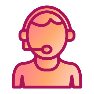 çağrı merkezi operatörü kulaklık ve kadın Avatar karakter vektör çizimi tasarımı