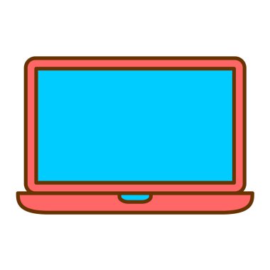 dizüstü bilgisayar simgesi. Bilgisayar monitörü vektörünün düz çizimi. beyaz arkaplanda izole