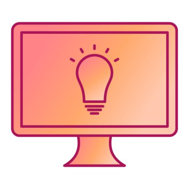 Ampul simgesi vektör illüstrasyon tasarımlı bilgisayar monitörü