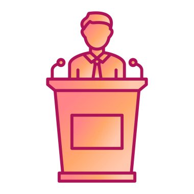 Mikrofon ikonu olan bir iş adamı. Ana hatları insanların Avatar vektör çizimi. Yalnız tasarım. İnsan kaynakları kavramı.