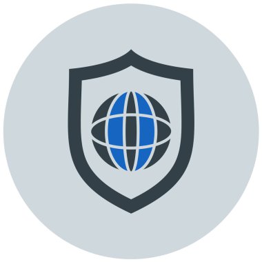 Küresel simge vektör illüstrasyon tasarımlı kalkan