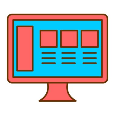 Bilgisayar monitörü simgesi. vektör illüstrasyonu