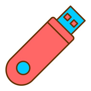 usb flash disk simge vektörü. Düz çizim. 10 saniye.