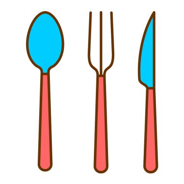 Çatal kaşık ve çatal izole edilmiş ikon vektör çizimi tasarımı