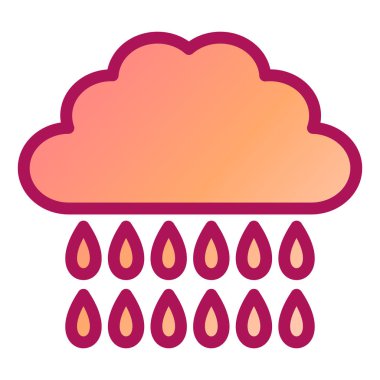 Yağmur bulutu simgesi. Web için hava bulutu vektör simgelerinin düz çizimi