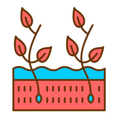 Yapraklı bitki ve çiçek vektör illüstrasyon tasarımı