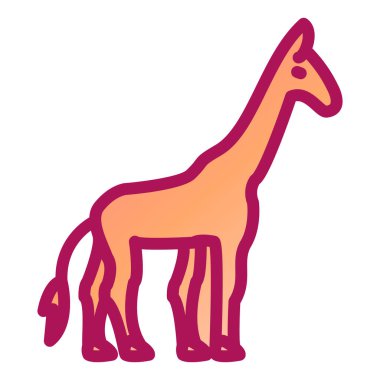 Çizgi film tarzında zürafa simgesi beyaz arkaplan vektör çiziminde izole edildi