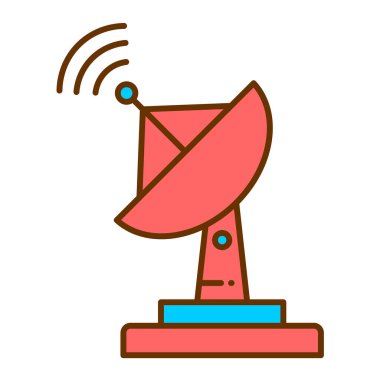 uydu anten simgesi. Ana hatlı kablosuz anten vektör çizimi. izole arkaplan.