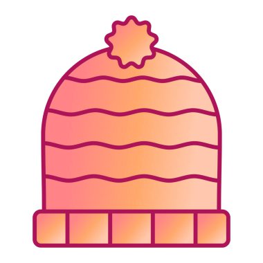 kış şapka vektörü düz renk simgesi