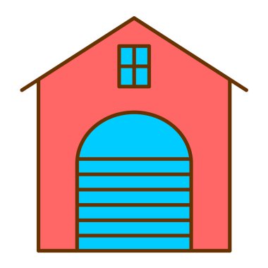 Ev binası ikonu. Ağ için ahır vektör simgelerinin özet çizimi