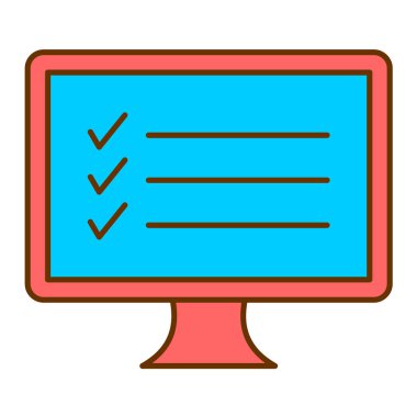 İşaretli vektör illüstrasyonlu bilgisayar monitörü