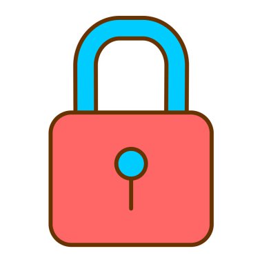 Asma kilit simgesi. Web için kilit vektör simgelerinin düz çizimi