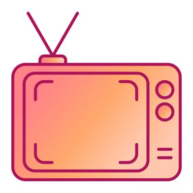 Retro televizyon ikonu. Web için eski vintage radyo vektör simgelerinin karikatür çizimi