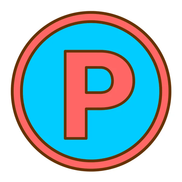 Ikona Znaku Parkingowego Symbol Cienkiej Linii Kolorowy Design Ilustracja Wektora — Wektor stockowy