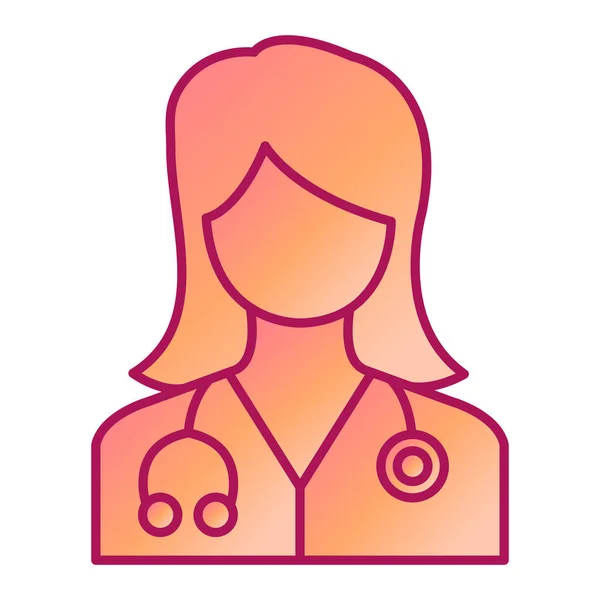 Médico Feminino Com Ícone Estetoscópio Ilustração Plana Desenho Personagem Vetor — Vetor de Stock