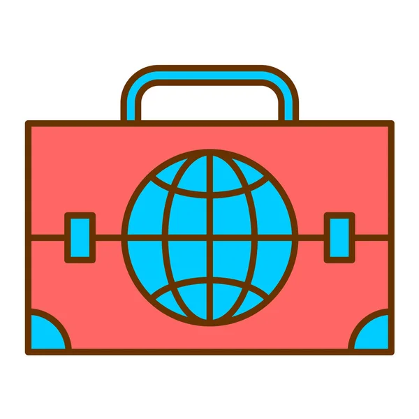 Reiskoffer Met Wereldbol Aarde Vector Illustratie — Stockvector