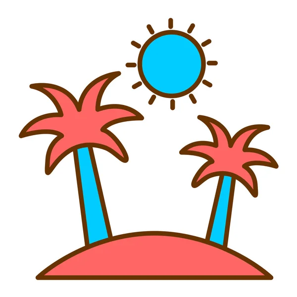 Zomer Strand Icoon Palm Tropisch Thema Vectorillustratie — Stockvector