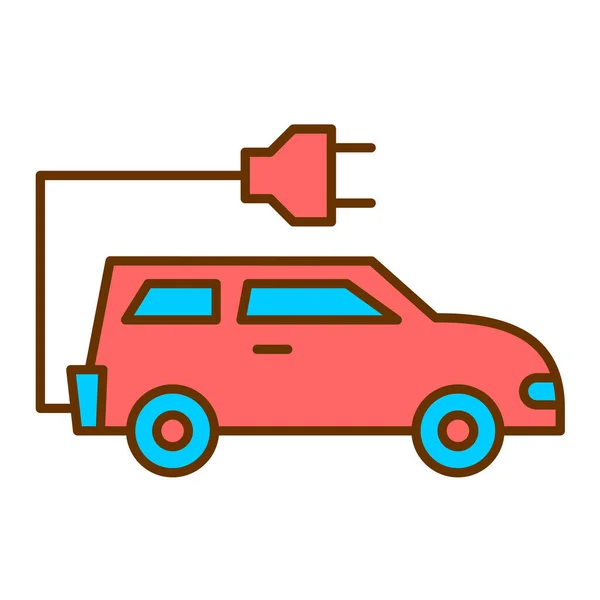 Auto Elettrica Con Plug Cavo Vettoriale Disegno Illustrazione — Vettoriale Stock