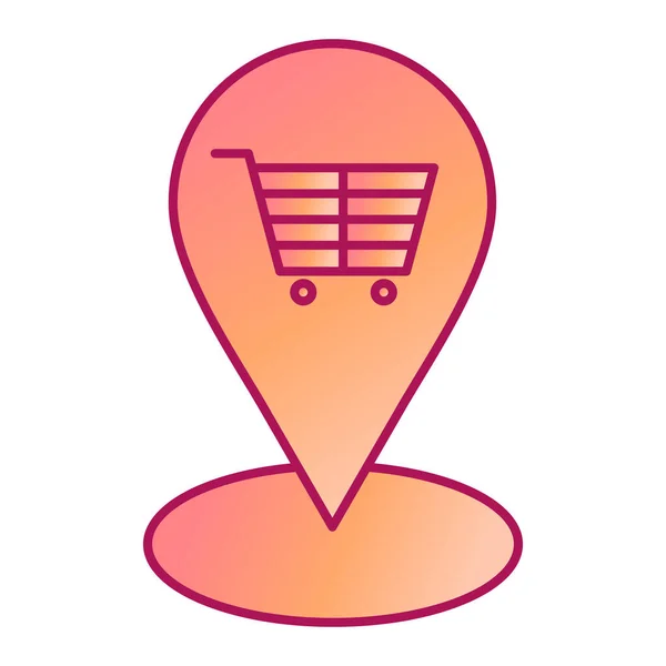 Shopping Cart Location Pin Icon Vector Illustration Design — ストックベクタ