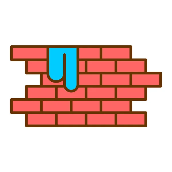 Mur Briques Avec Briques Icône Ligne Rouge Illustration Vectorielle — Image vectorielle