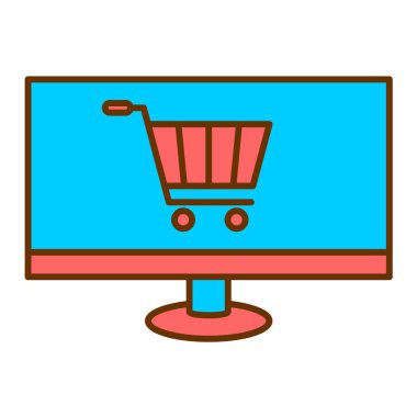 E-ticaret vektör illüstrasyonlu alışveriş arabası