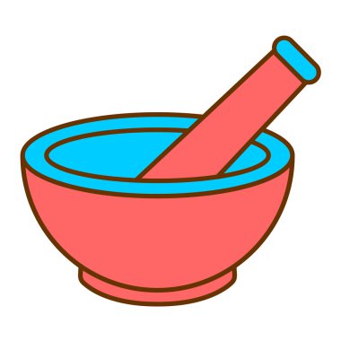 Havan topu ve tokmak ikonu. Web için kaşık vektör simgelerinin özet çizimi